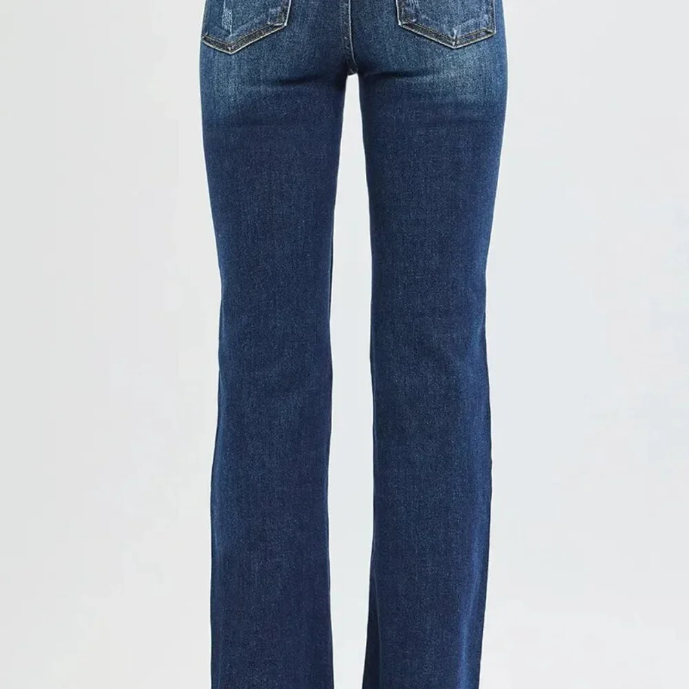 RISEN Full Size Tummy Control Mid Rise‎ Flare Jeans Plus Size